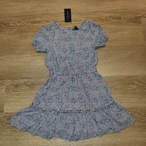Tommy Hilfiger Big Girls Glen Plaid Ruffle-Trim Tiered Dress Size Small (7) New